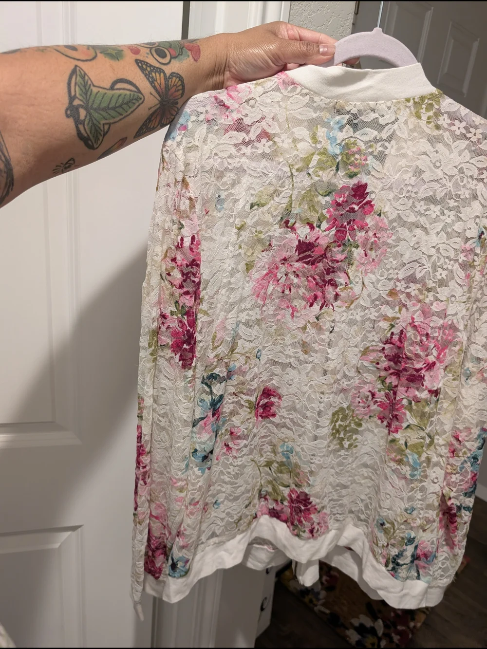 Torrid White Floral Lace Zip-Up Sweater - Picture 6 of 9